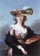 Elisabeth Louise Viegg-Le Brun self portrait in a straw hat oil painting on canvas